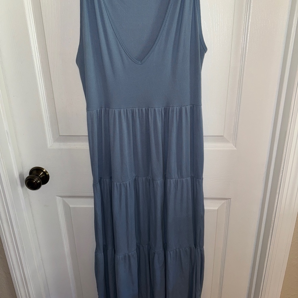 Gray Sleeveless V-Neck Maxi Sundress